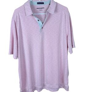 Johnston & Murphy Mens XL Polo Shirt Pink Slub Knit Modal Blend Short Sleeve